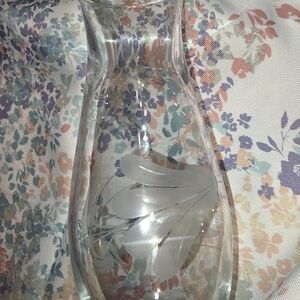 Elegant Glass Vase with Etched Leaf Design